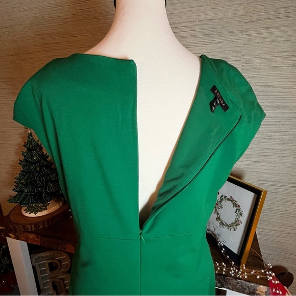 Escada Double Zip Leaf Green Sheath Dress Geometric Women’s Size EU 42 US 10 - Picture 6 of 8